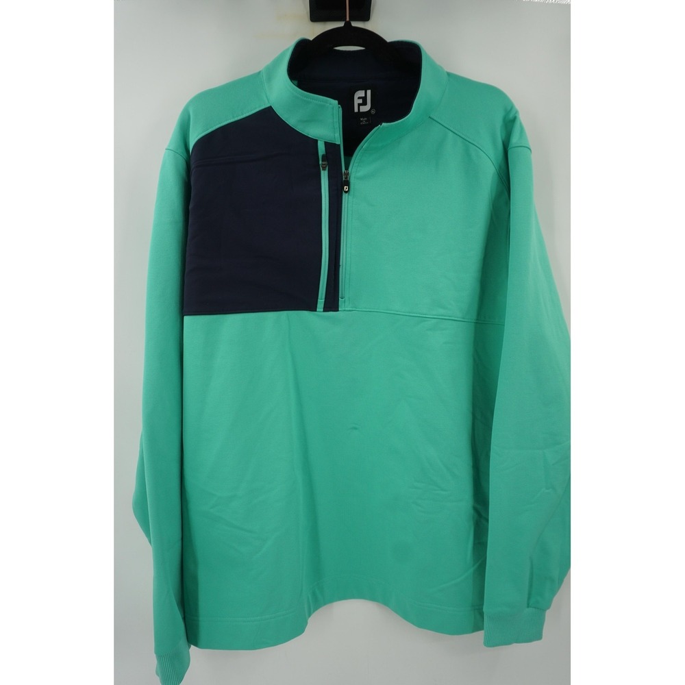 FootJoy‎ Pullover Shirt Mens XL Green Navy Colorblock Quarter Zip Golf